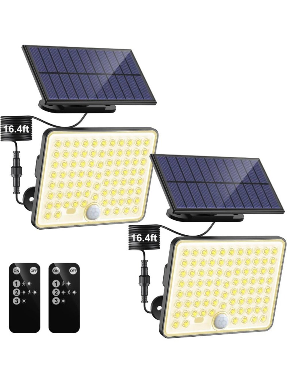 Solar Motion Lights Outdoor - 3 Modes, Remote Control, Waterproof Security Flood